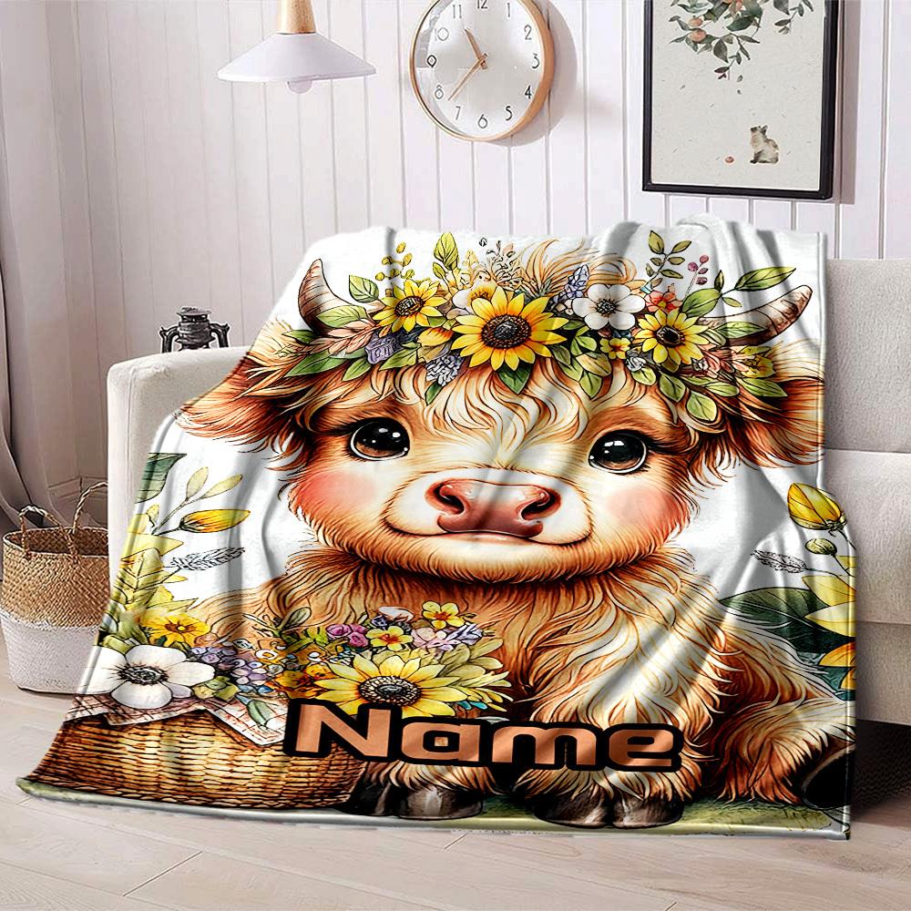 Cute Bunny With Glasses And Bowknot Home Customize Your Name Blankets Soft Cozy Lightweight Allseason Multipurpose Blanket For Picnics Sofas Offices