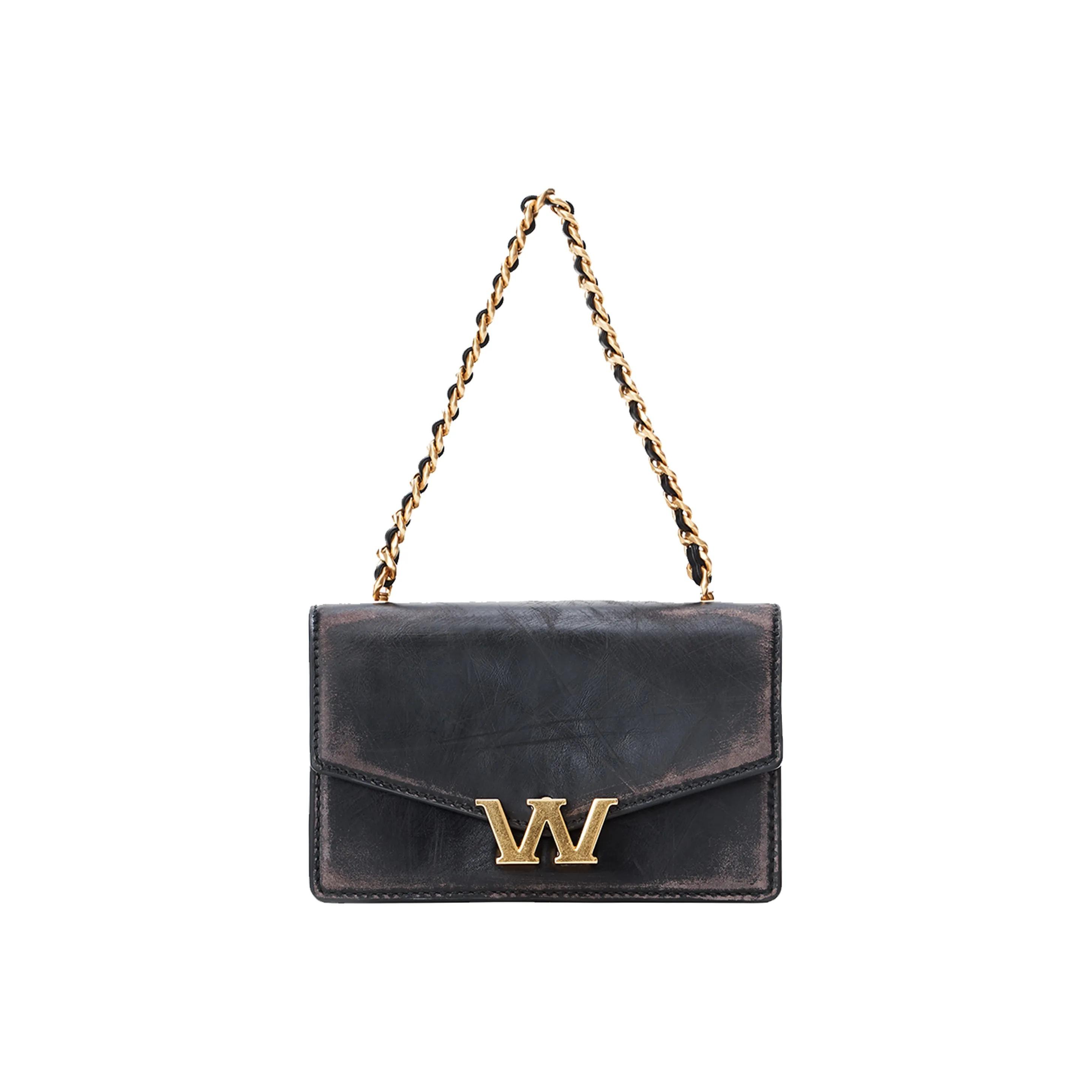 

Alexander Wang Legacy Metal Logo Buckle Gold Chain Faux Distressed Leather Shoulder Tote Mini Women s Black/Gold Basic Package (Box + Dust Bag) чорний