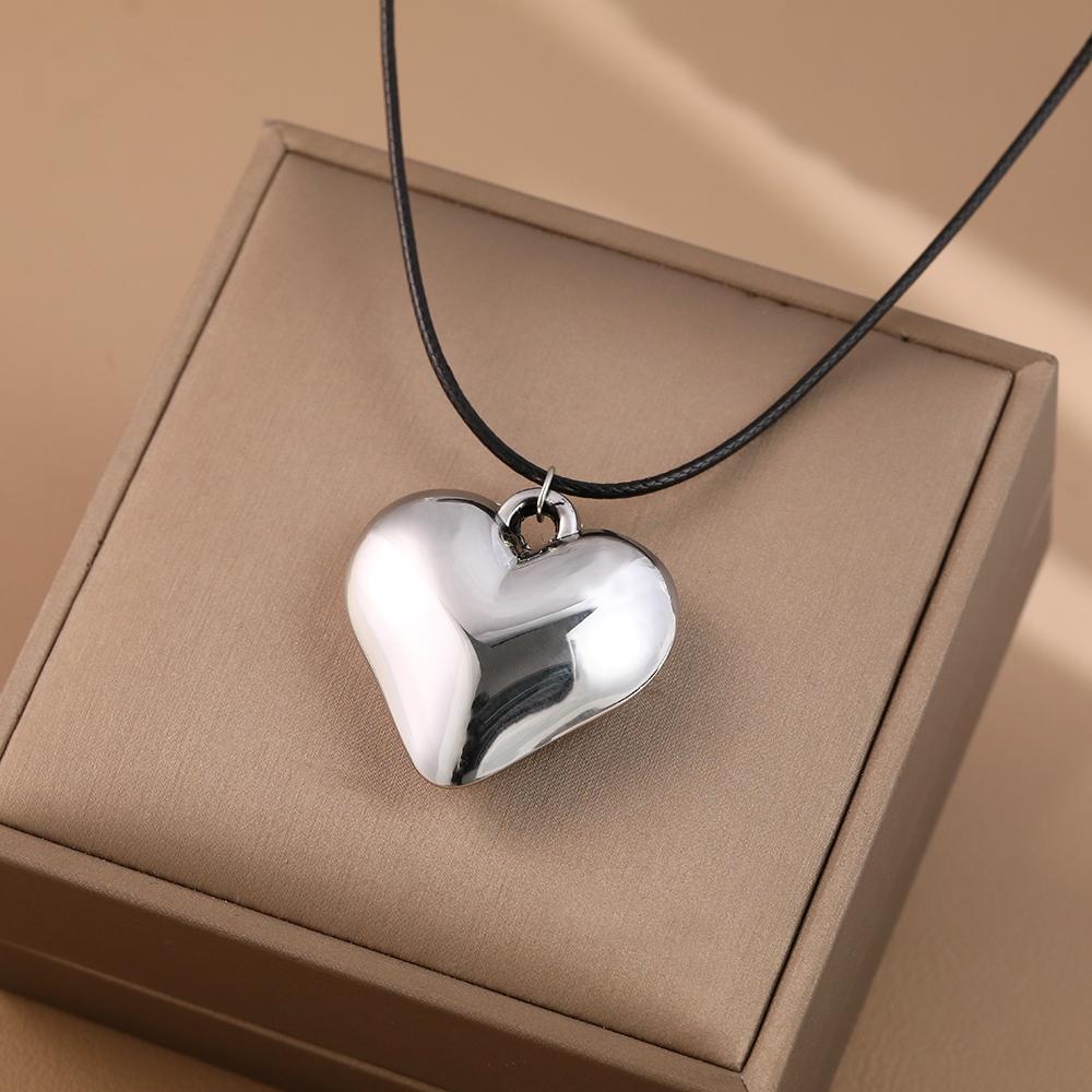 2000S Aesthetic Y2K Love Heart Necklace For Women Fashion Grunge Hip Hop Pink Hearts Pendants Necklaces Girl Rave Gift Jewelry