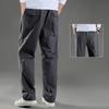 Men Cargo Pants Spring Fall Elastic Waist Drawstring Solid Color Casual Loose Large Pocket Soft Male Straight Wide Leg Trousers Menswear