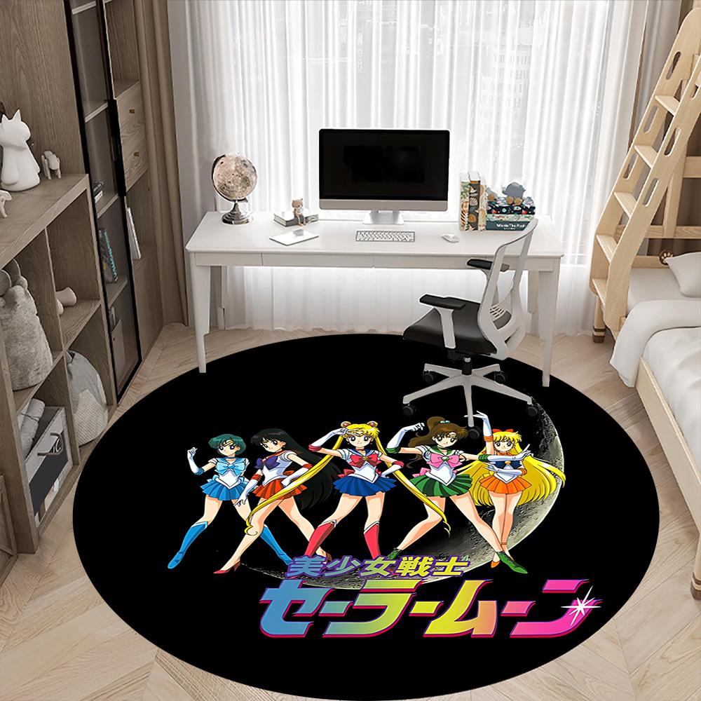 1PC Sailor Moon Office Round Rug - Perfect for Office or Study Decor, Non-Slip Backing, Decorative Floor Mat yy250916061