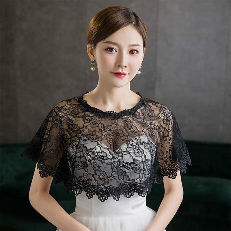 

Элегантное весеннее и летнее кружевное тонкое свадебное вечернее платье подружки невесты, сетчатая шаль чёрный