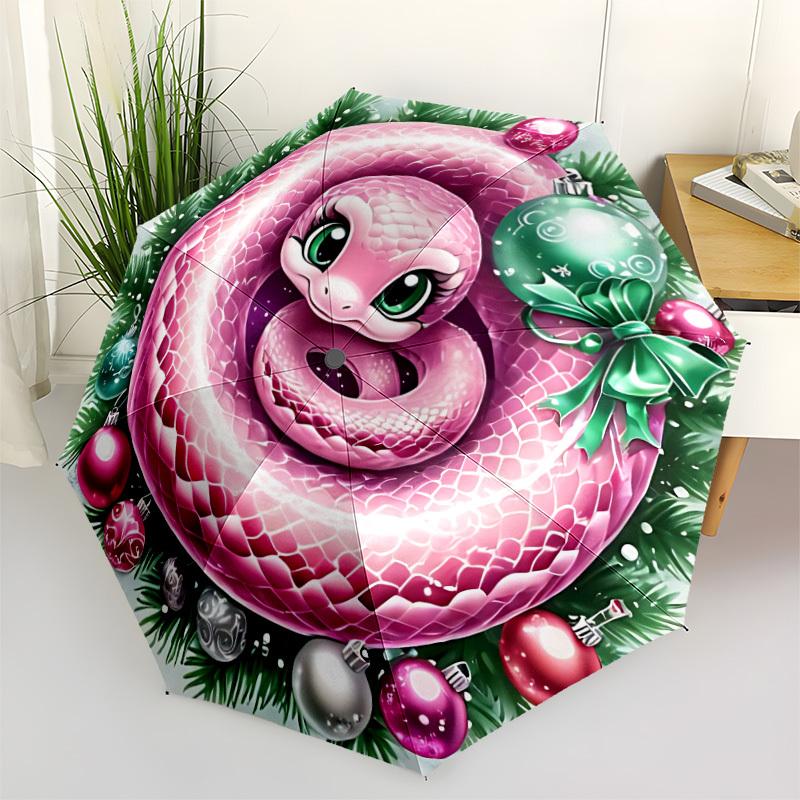 1pc Christmas Snake Folding Umbrella | Elegant Design, Fashionable Accessory, Durable Construction, Sturdy Ribs Yy251107056