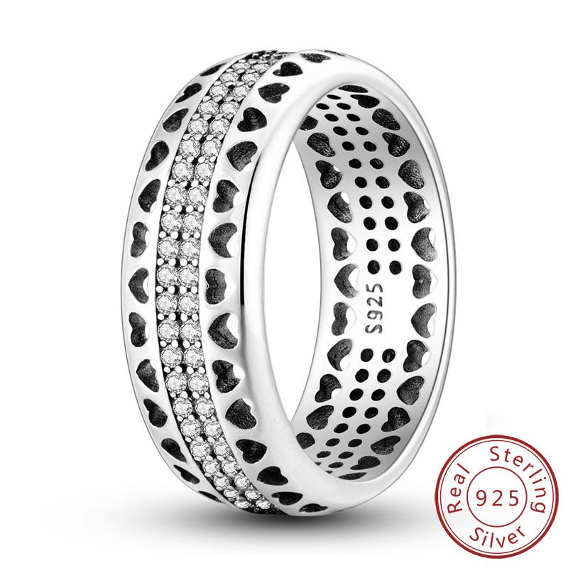 New Original 925 Sterling Silver Rings Stackable Infinite Silver Zircon Ring For Women Wedding Anniversary Birthday Jewelry Gift