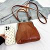 Vintage PU Leather Inspired Mini Shoulder Bag for Women Beige with Golden Buckle Closure Adjustable Strap Stylish Small Crossbody Bag AVE
