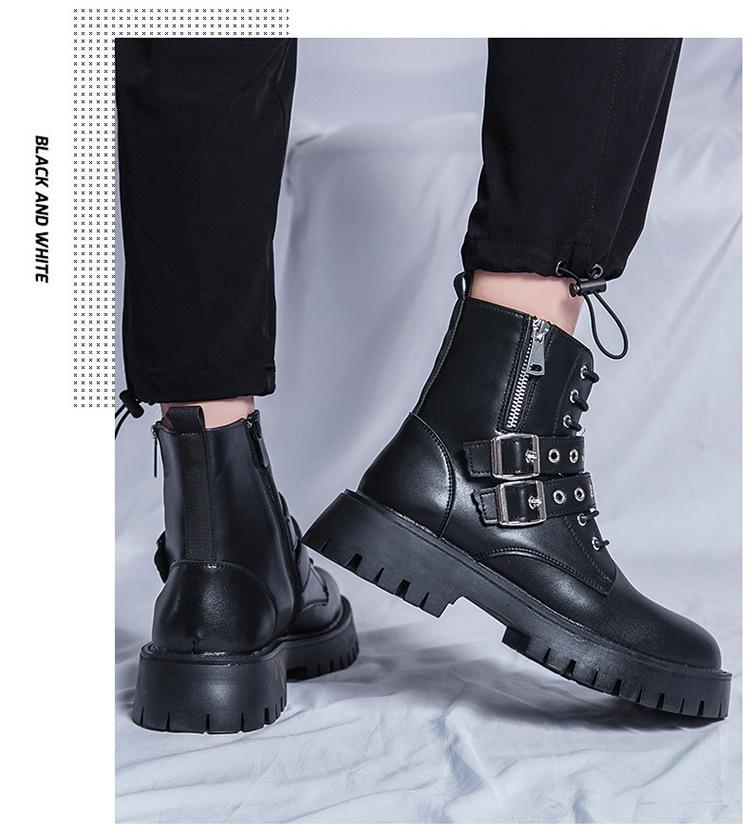 Martin boots men's boots medium tube 2025 autumn and winter new tooling boots men's thick-soled lace-up British wind locomotive boots men