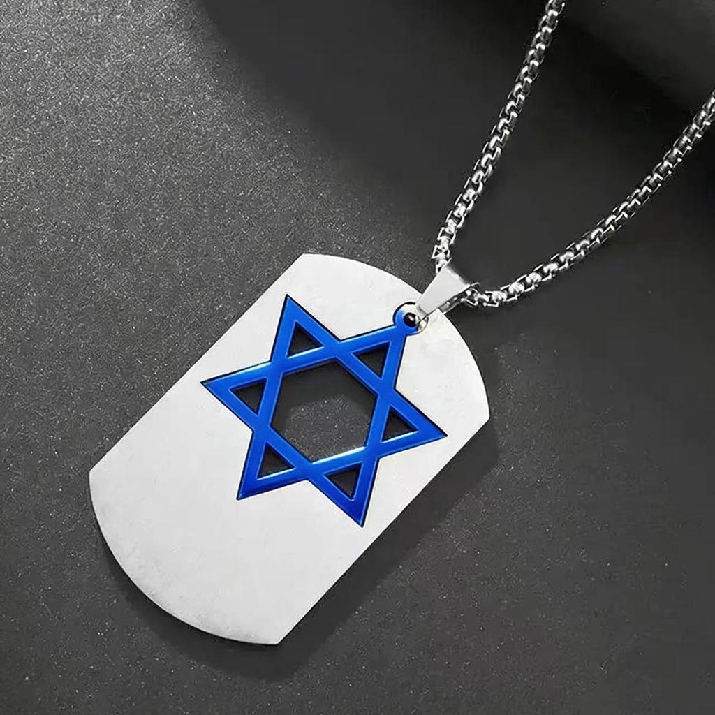 Hexagram Tag Stainless Steel Pendant Necklace