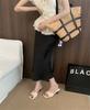 2025 Summer New Retro Woven Open-toed Korean Holiday Slope Heel Cool Slippers Hong Kong Style Cool Slippers