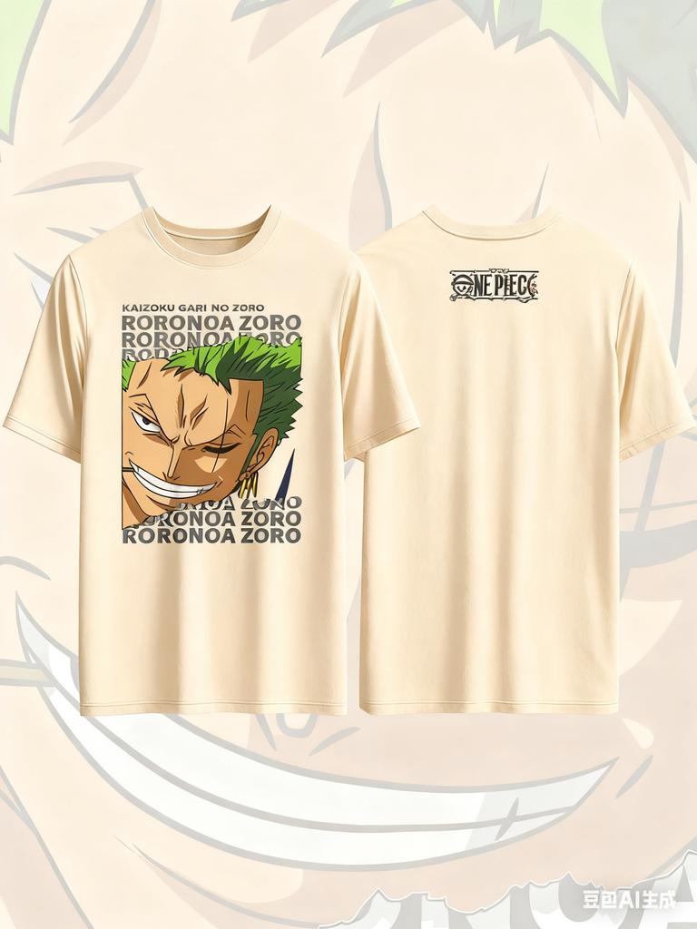 One Piece Zoro Anime Printed Pure Cotton Tshirt for Men and Women Casual Fashion Oversized Anime Peripheral Clothing Tshirt