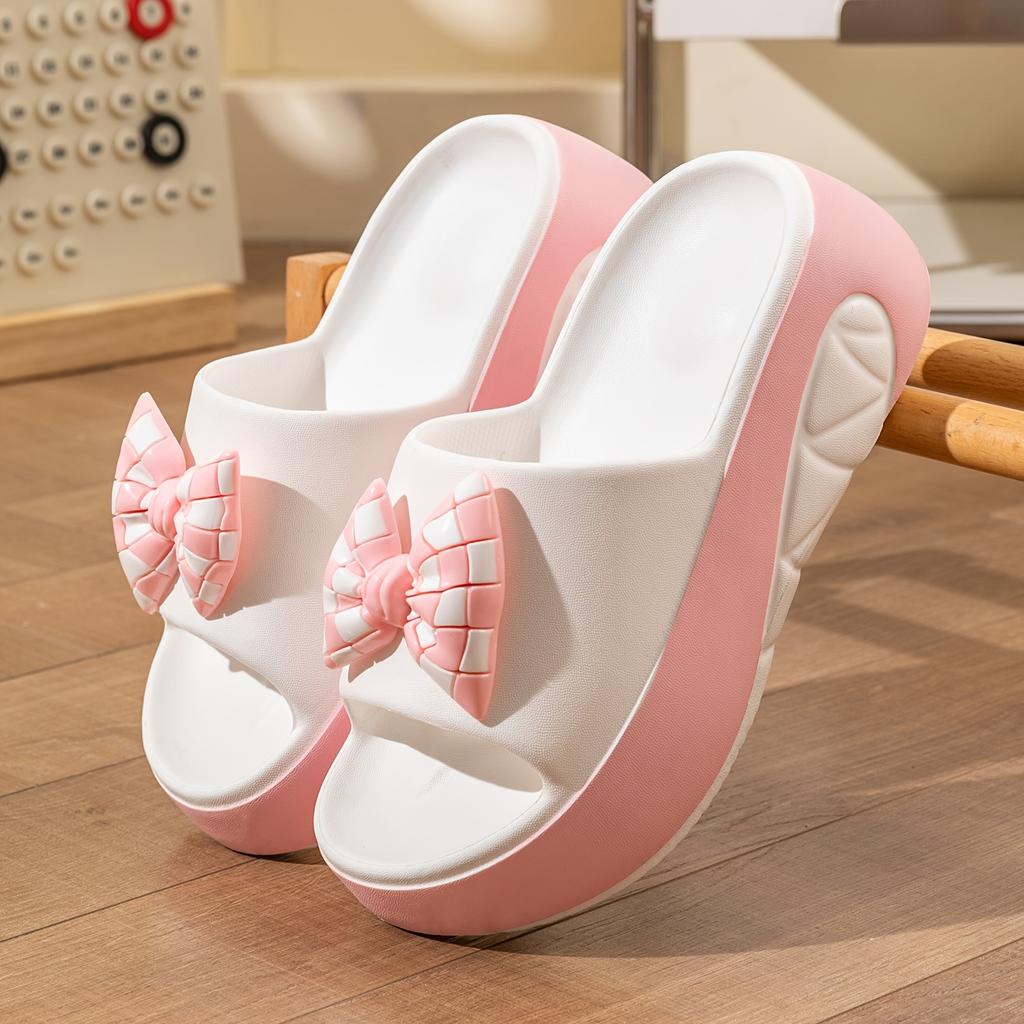 Women Bow Slippers EVA Soft Sole Summer Casual Women Platform Sandals Non-Slip Beach Slippers