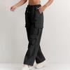Quick Dry High Waisted Cargo Pants Women Solid Color Wide Leg Sports Pants Casual Drawstring