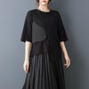 Short Sleeve Oversized Black Cotton Vintage Patchwork Casual Loose T Shirt Tops Women Summer T-shirt