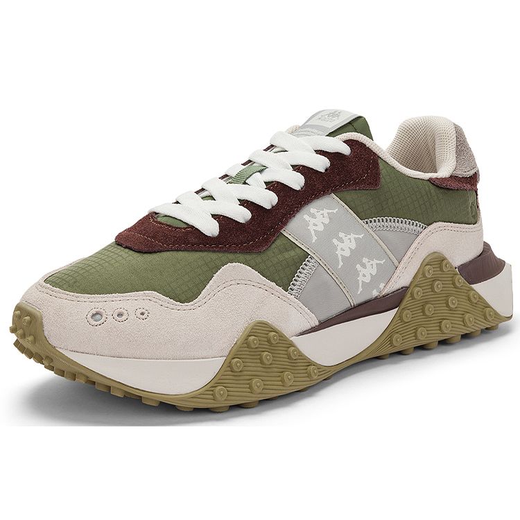 Kappa Retro Fabric Leather Low Top Training Running Shoes Unisex sneaker Green White Brown K0CZ5MM07-3994