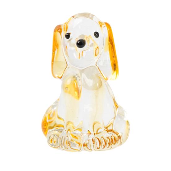 Hand Blown Mini Glass Dog Figurine Handmade Faux Crystal Cute Dog Statue Collectible Animal Ornament for Home Decor Pet Lover Gifts