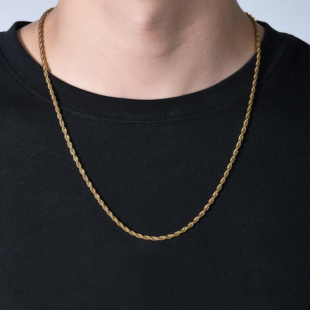 Collier Long Chaîne en Acier Inoxydable Twist Hip Hop Bijoux pour Hommes Vente en Gros ,Marque Hippie Couleur Or Collier pour Homme Chaîne Bijoux Cadeaujavascript :Vide (0 )