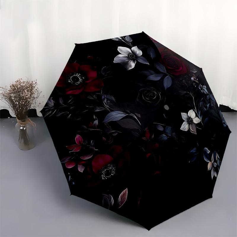 1PC Floral Pattern Umbrella-8-Rib Reinforced, Automatic Open, Lightweight & Durable, Fashion Accessory for Outdoor, Beach L0338