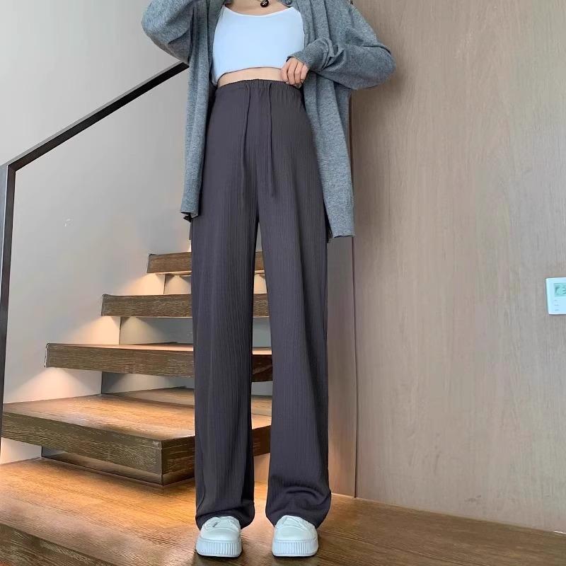

Summer Thin Styles for Wide-leg Pants for Outside Wear Thin Ice Silk Without A Belly-release Belly-release Loose Casual Pants 5XL