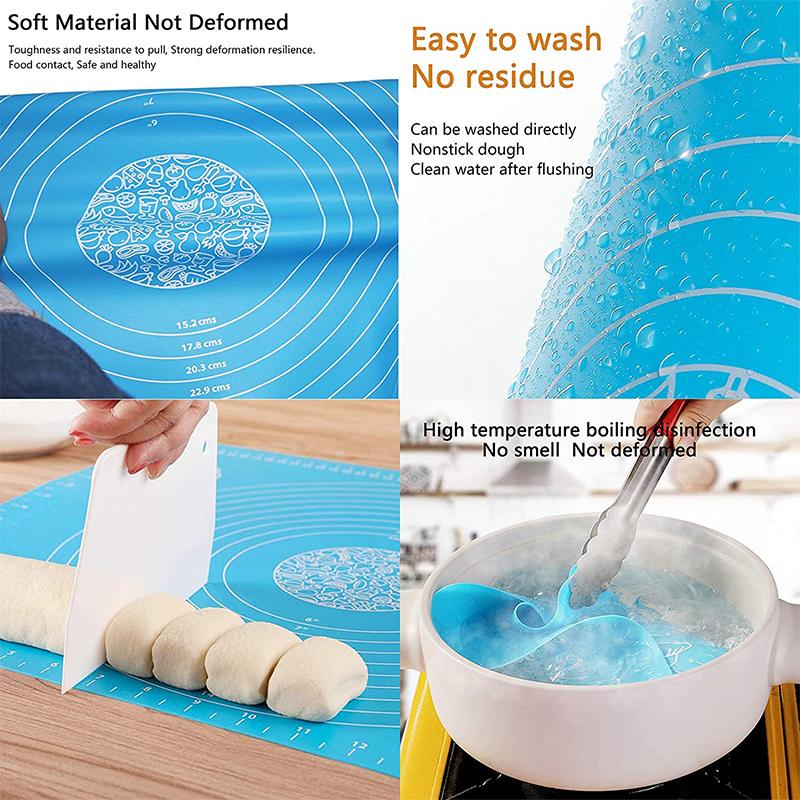 Silicone Pastry Baking Mat Non Stick Cookie Bread Rolling Mats Kneading Kitchen Cooking Board Pad for Pie Pizza Cookies Fondant
