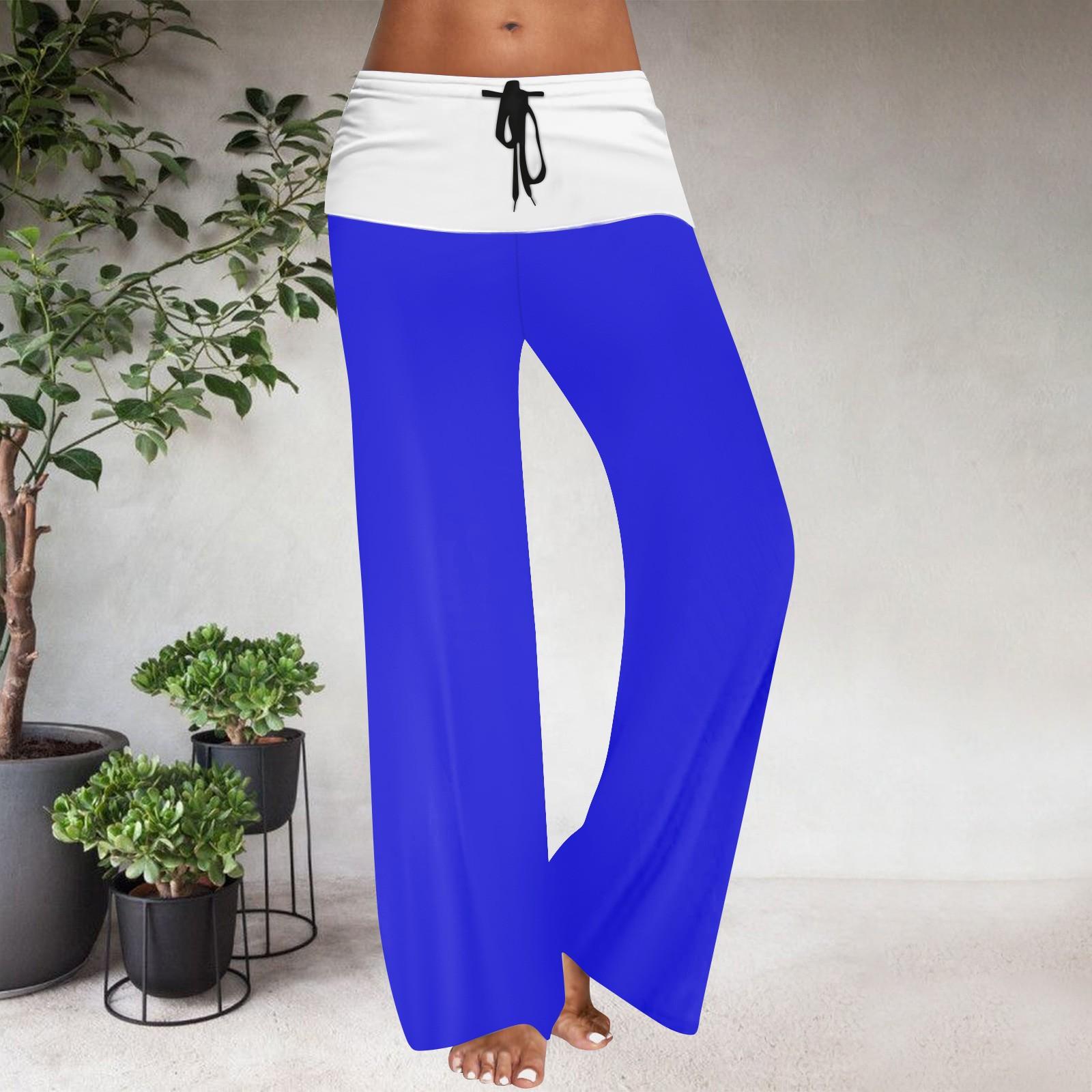 

Женские повседневные брюки с широкими штанинами, эластичным поясом на кулиске и цветовой блокировкой M синий