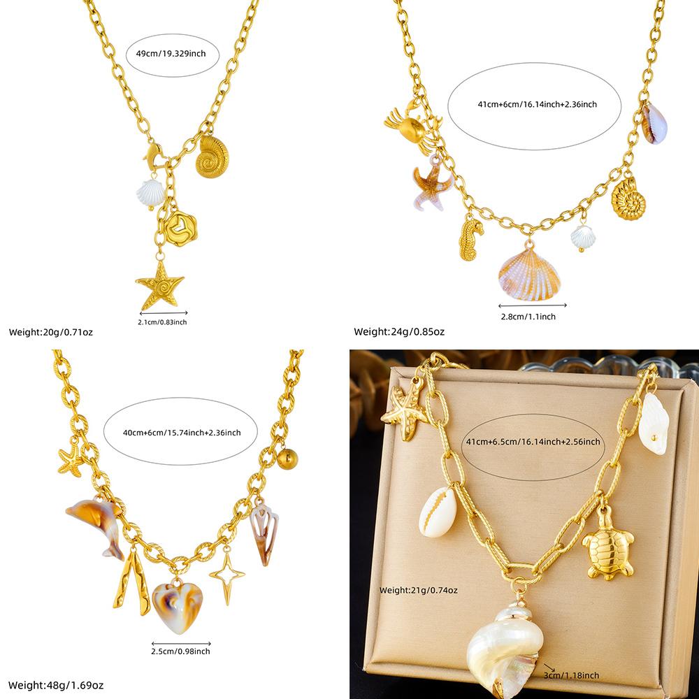 DIEYURO 316L Stainless Steell Pearl Starfish Imitation Shell Necklace For Women New Fashion Ocean Neck Chain Jewelry Gift