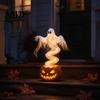 Autumn Yard Decor Halloween Swirling Ghost Pumpkin Lamp, Lighted Spooky Decorative Sculptures Statue, Warm LED Outdoor Decoration for Porch
