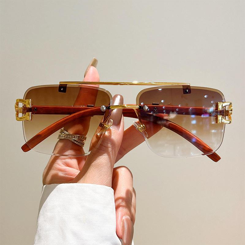 Luxury Brand Designer Square Rimless Leopard Head Sunglasses Women For Men  Fashion Vintage Trendy Sun Glasses Shades Uv400