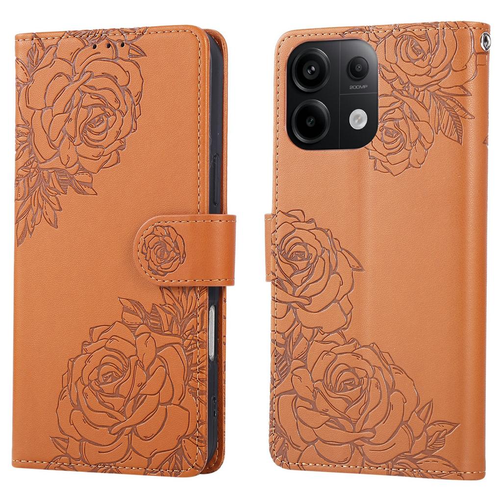 For Xiaomi Redmi Note 13 Pro 5G/Poco X6 5G Case Rose Flower PU Leather Wallet Phone Cover with 3 Card Slots