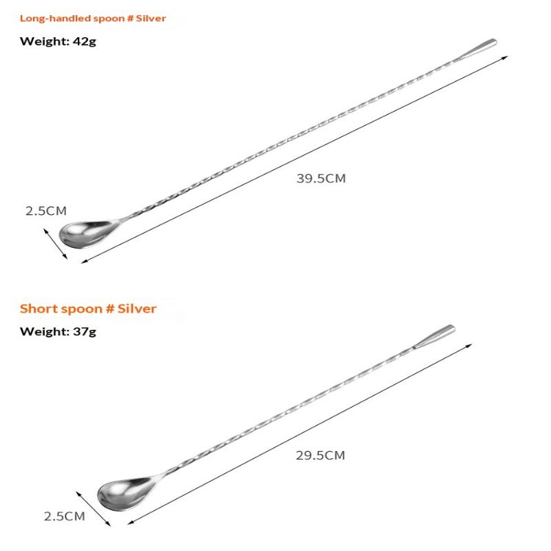 Spiral Pattern Long Handle Mixing Spoon Food Grade Stainless Steel Cocktail Scoop for Home Bar Bartender Drink Making