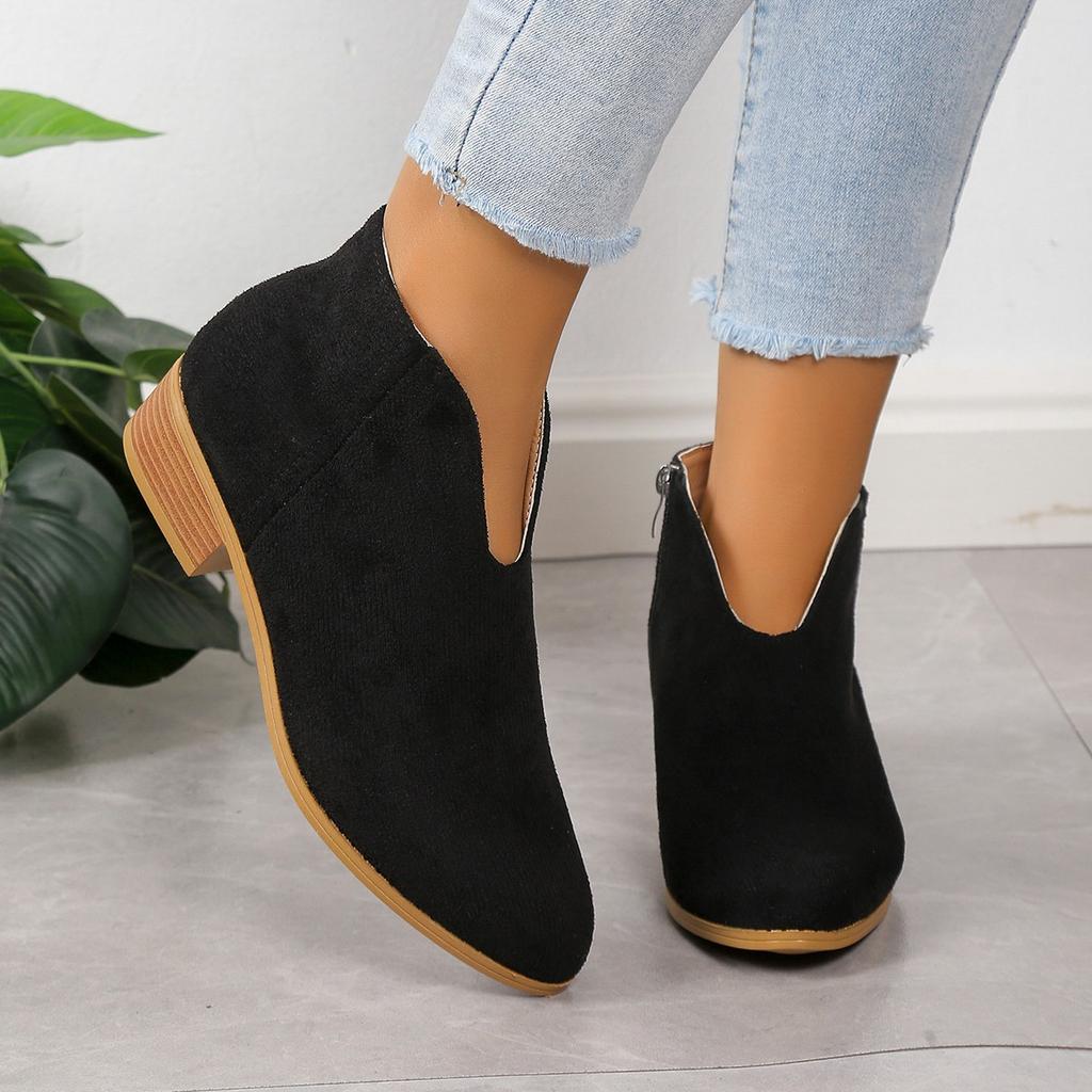 Women Booties Autumn Suede Boots Women Size 43 Platform Boots Side Zipper Heeled Ankle Boots Botas De Mujer