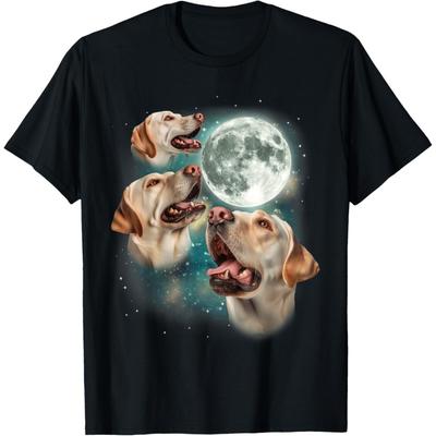 Three Labrador Retriever Moon _ 3 Dogs Howling Moon Meme T-Shirt