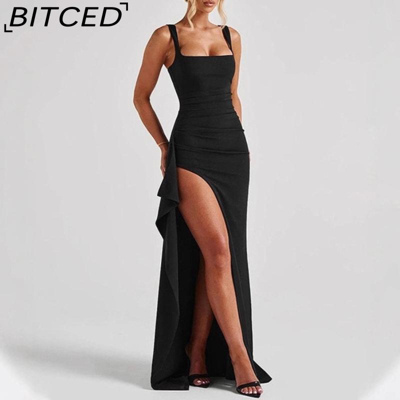 BITCED Women's Evening Gown Long Dress Summer Fashion Sexy Strapless Backless High-Slit Dress