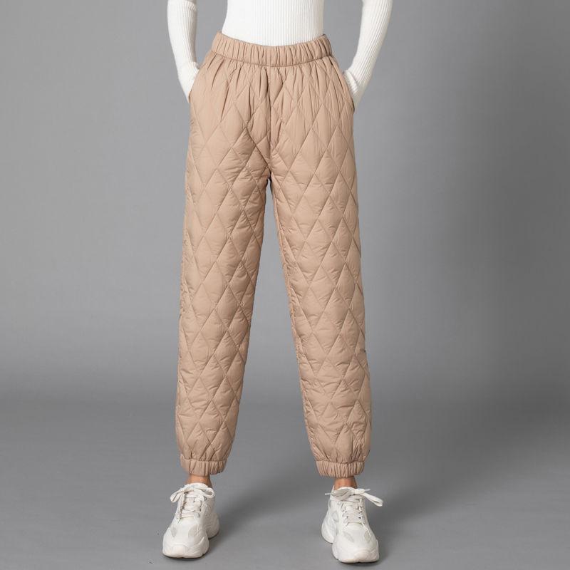 Damen Winter Daunen Baumwollhose Große Größe Verdickt Thermisch Gesteppte Baumwollhose Mittleren Alters Ältere Mama Warme Hose M-3XL