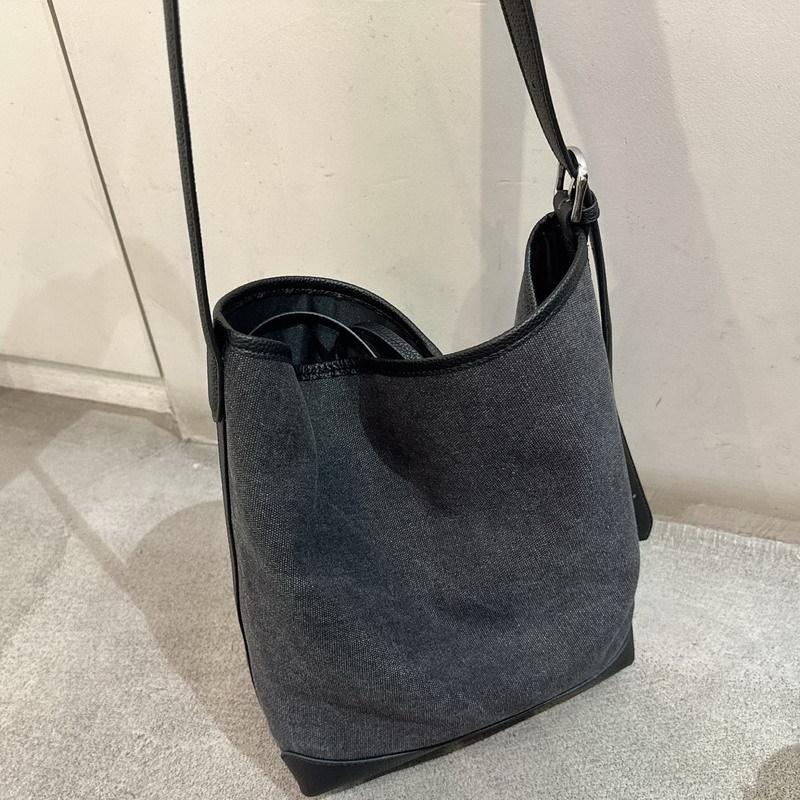 New leather cowhide with canvas bucket bag vegetable basket tote bag shoulder crossbody handbag women's bag
