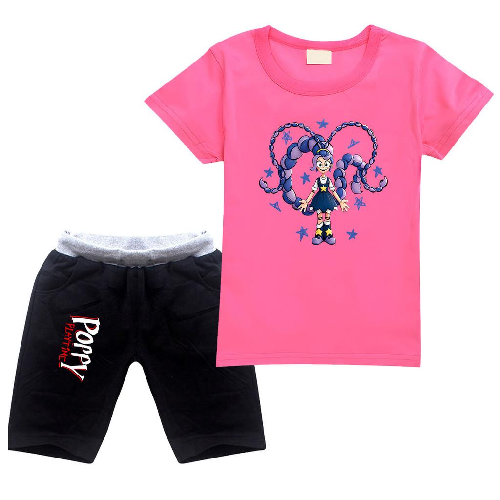 4140  Kids Girls Lily Lovebraids Printed Round Neck Short Sleeves Top Shorts Tracksuit Sets