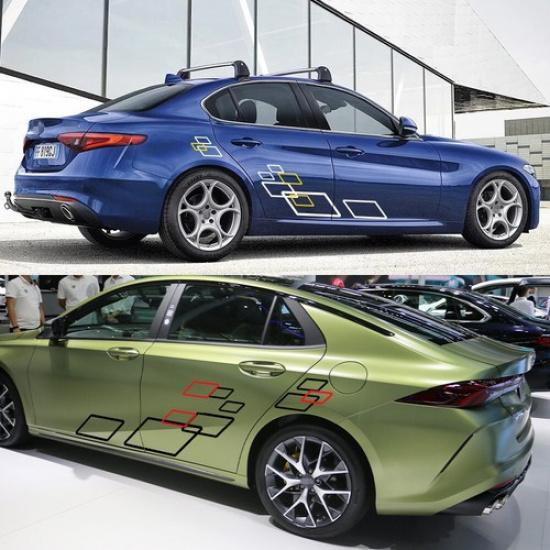 Car Body Side Door Racing Sports Stickers Geometric Graphics Vinyl Decals Decor