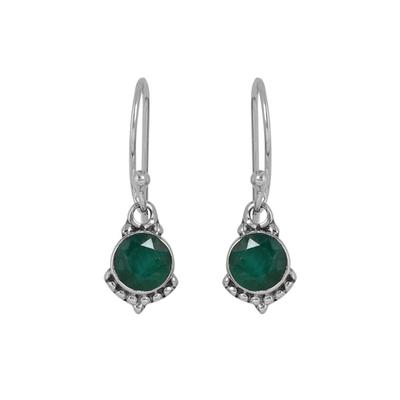 Faceted Green Emerald Silver Earring, 925 Sterling Silver Handmade Jewelry, Gift For Her, Women Jewelry
