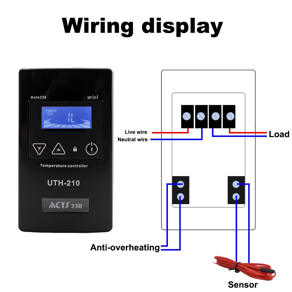 UTH-210 18A High Power Electric Heating Temperature Controller Electric Heating Film Sweat Room Intelligent Thermostat Yoga Room Thermostat