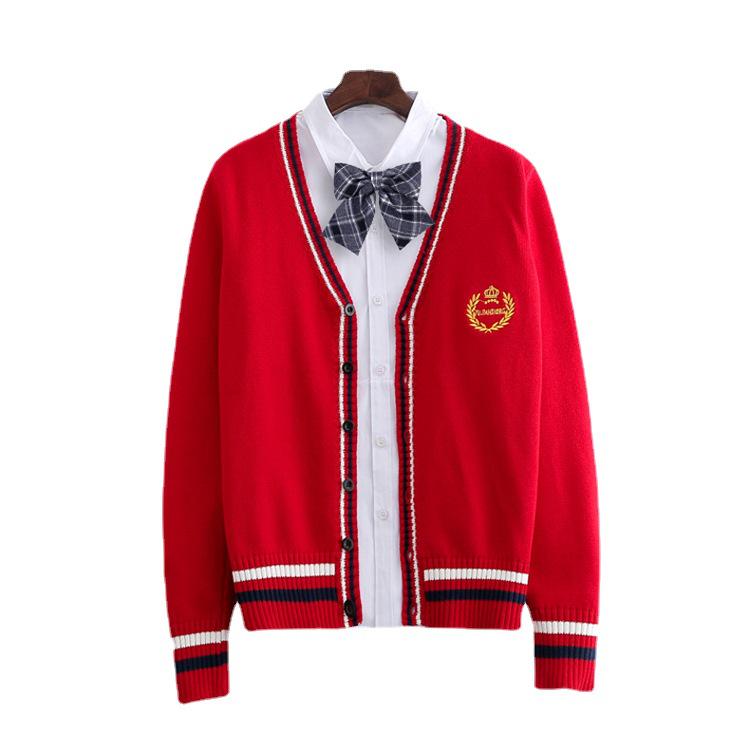 Women's Thickened JK Cardigan Sweater - Autumn/Winter Japanese College Style Embroidered Long Sleeve Knitwear