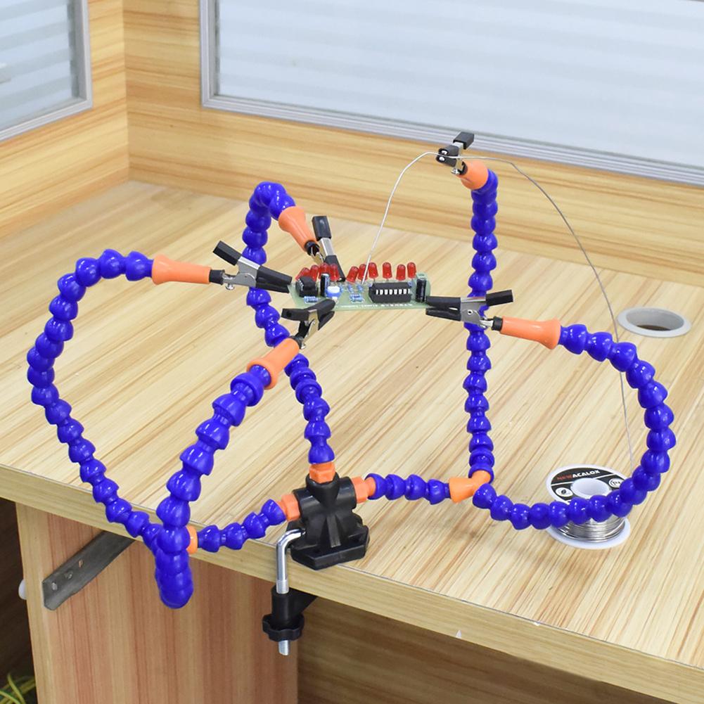 Soldering Holder 3X Magnifier with LED Light Maintenance Auxiliary Table Adjustable Clamp for Electronics Repaire/ Soldering/DIY