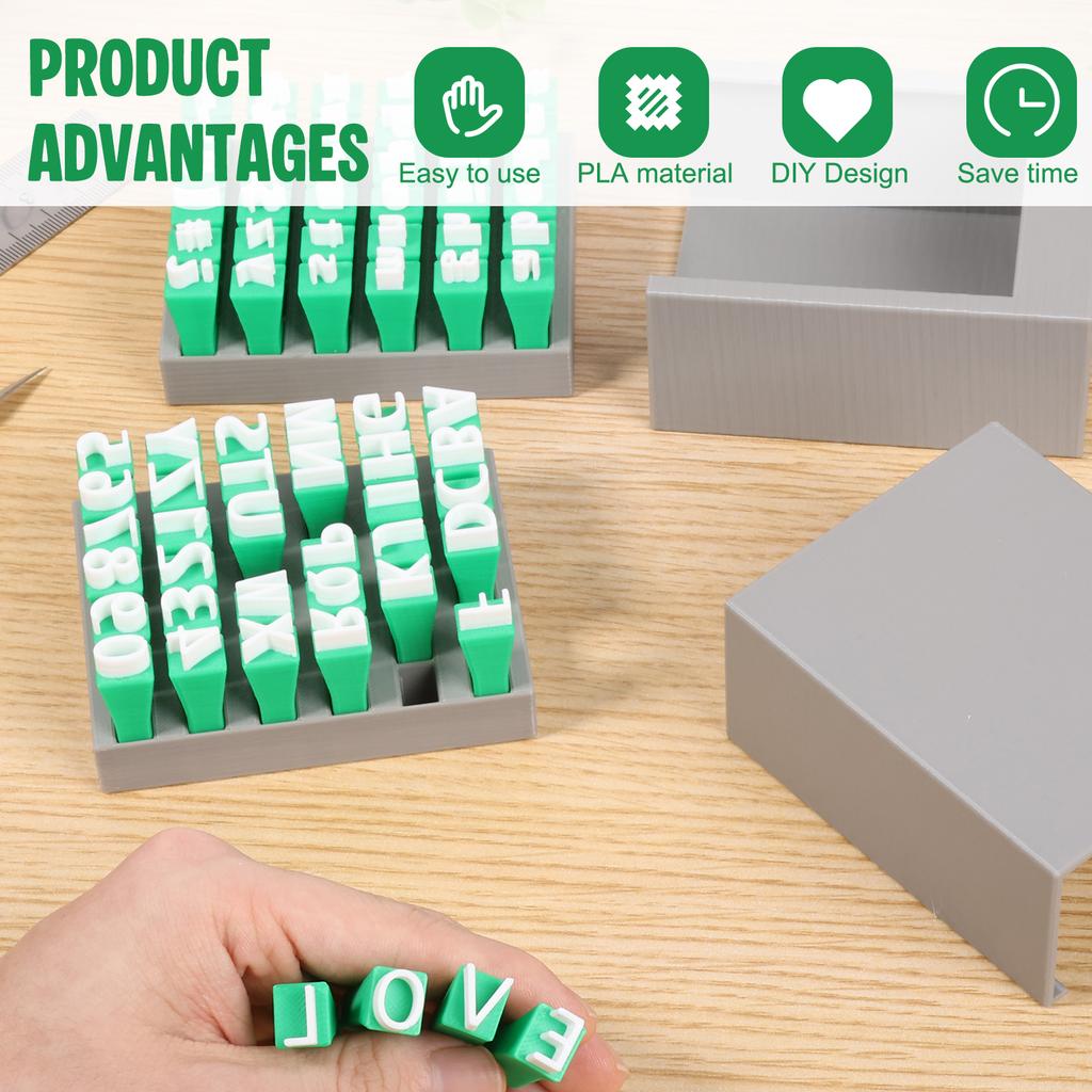 2Pcs PLA Plastic Uppercase Lowercase Alphabet Clay Stamp Set Versatile User Friendly 3D Printed Letter Stamp for Arts and Crafts