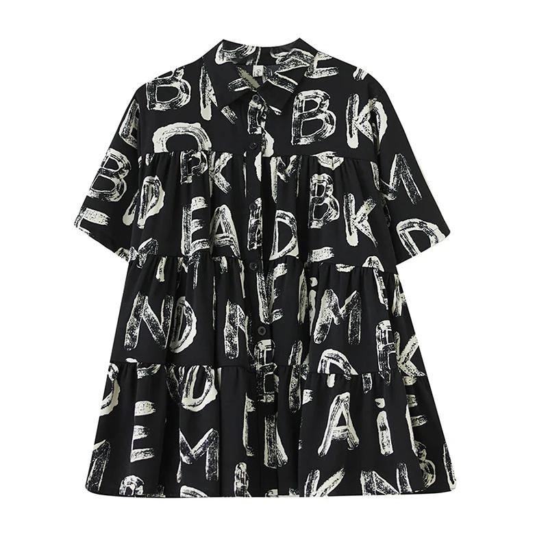 

XITAO свободная повседневная рубашка с буквенным принтом, женский новый топ WLD20169 One Size чёрный