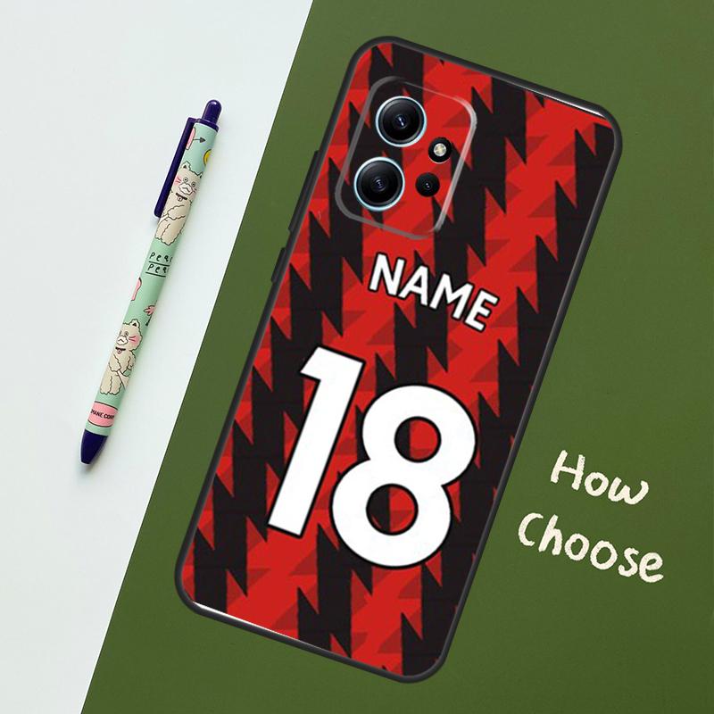 Custom Number Football Name Case For Xiaomi Redmi Note 11 12 10 Pro 8 9 Note 12S 11S 9S 10S Redmi 12C 9C 10C 12 Cover