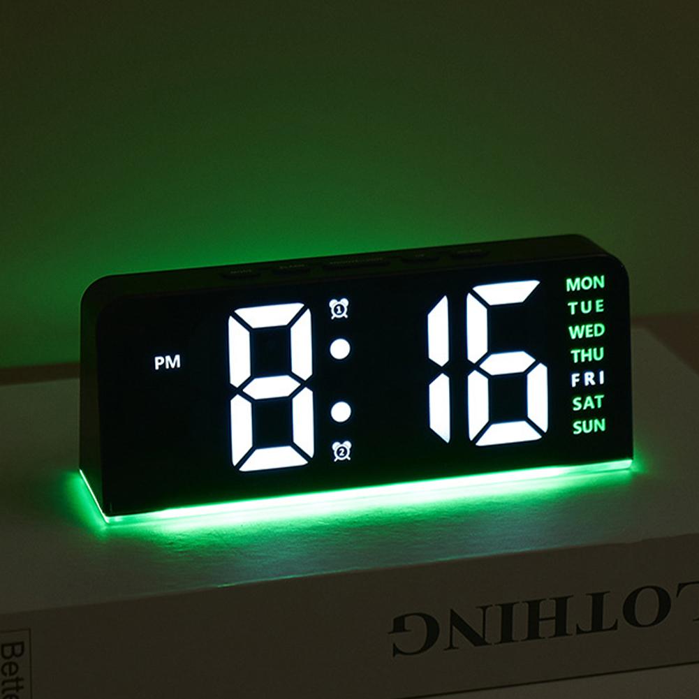 LED Digital Alarm Clock Bedside Alarm Clock Large Number Display Boarderless Wall-mounted Clock Multifunctional for Home Office