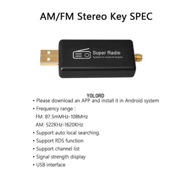 Mini Plug And Play Car Radio AM/FM Stereo Adapter Receiver USB Interface Antenna Applied to Android Multi-Media System