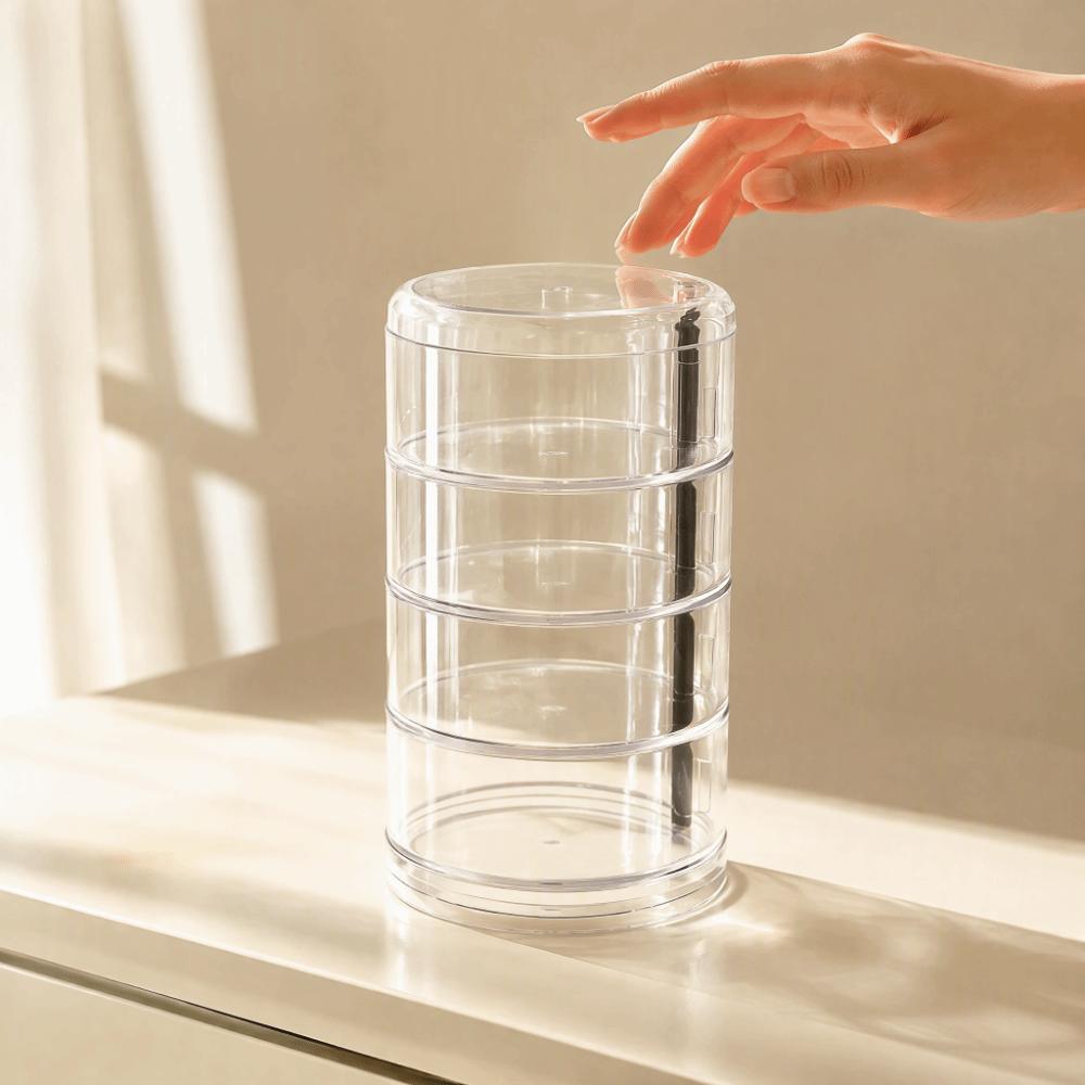 Four‑layer Hair Accessory Organizer Transparent Plastic Hair Clip Container Tabletop