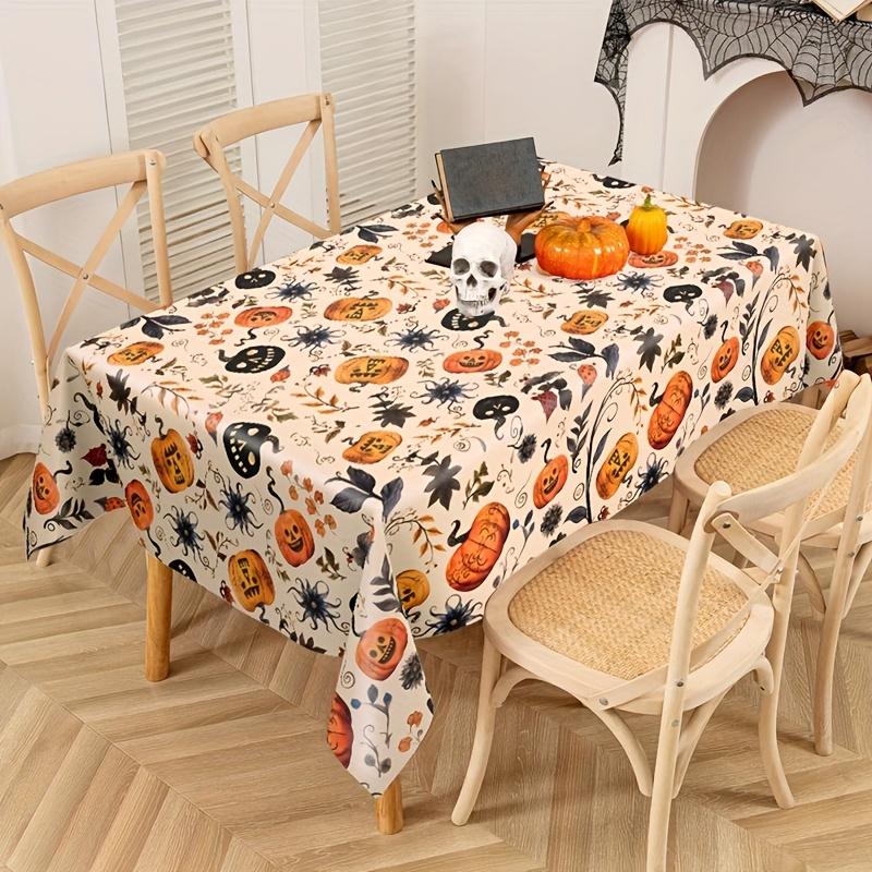 Halloween Pumpkin Rectangle Table Cloth for Table Decor Kitchen Dining Waterproof Reusable Tablecloth for Tables Party Picnic