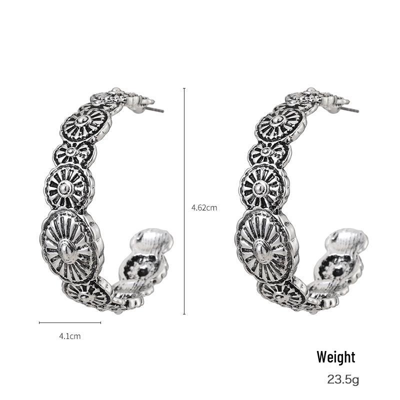 Kenjie 2024 C-Shaped Retro Irregular Earrings for Women - European & American Fashion