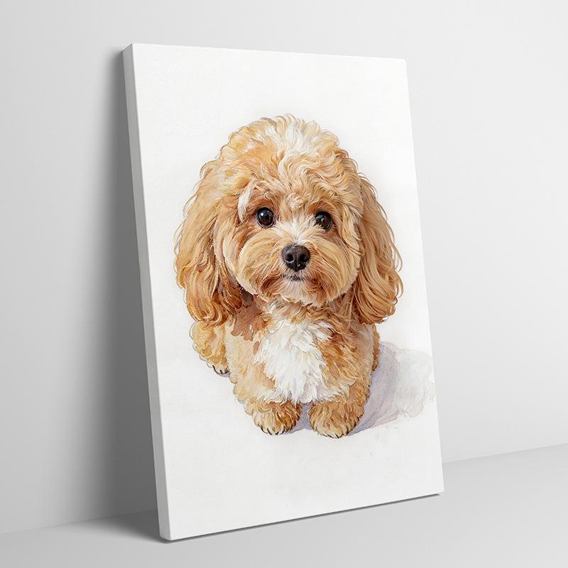 Custom Decorative Cute Dog Teddy Frameless Wall Painting for Living Room or Bedroom