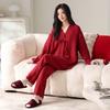 Red Pajamas Women's Spring, Autumn and Winter Pure Cotton Long-sleeved Natal Year Suit New Chinese Style Festive Wedding Loungewear