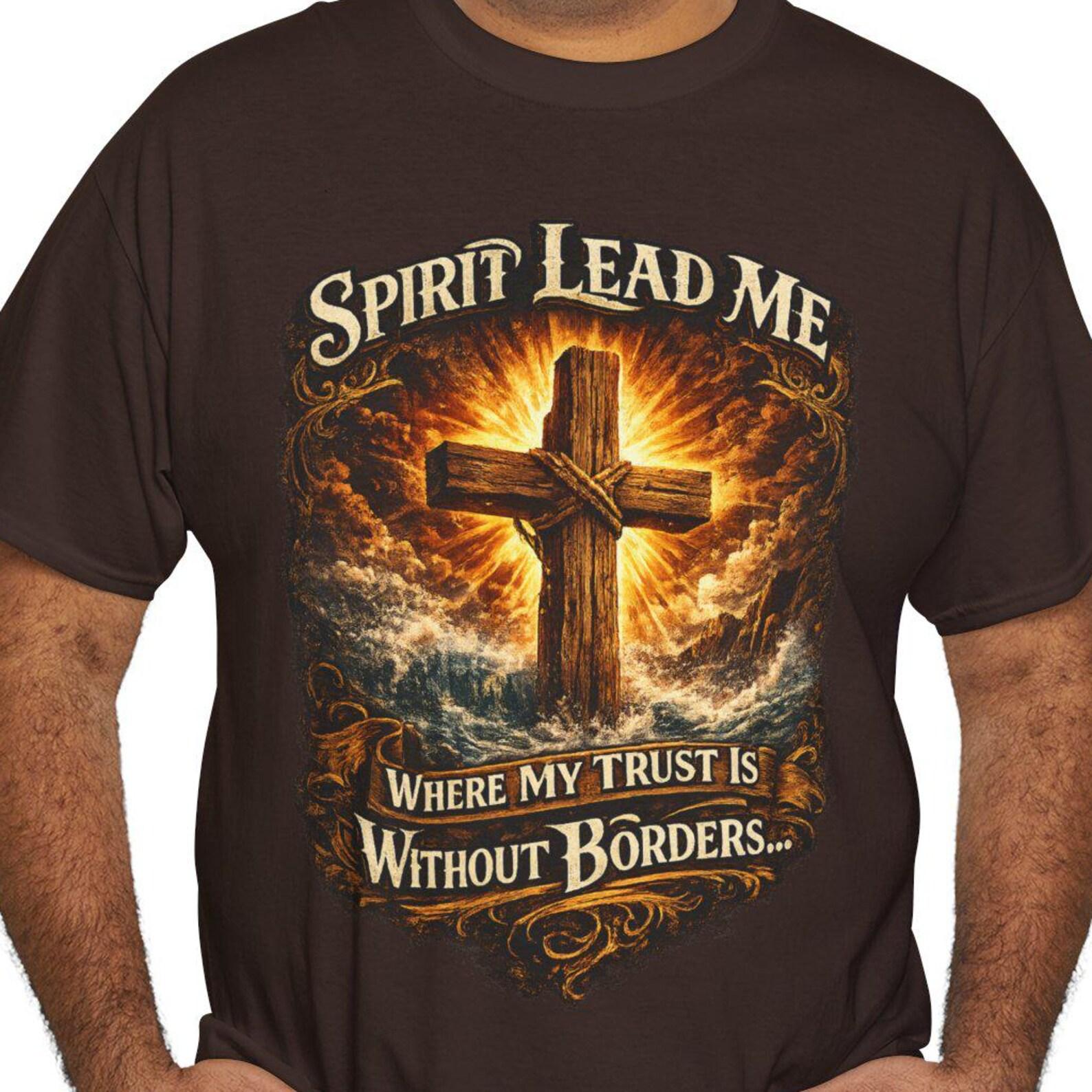 Spirit Lead Me Cross tee | Christian faith shirt, religious scripture design XL